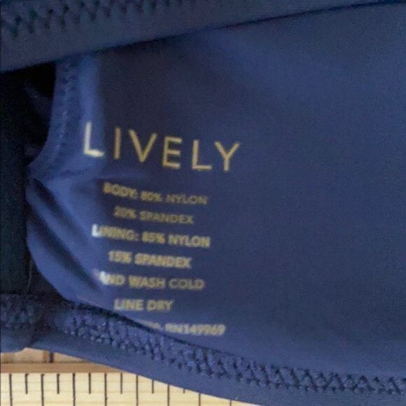 Lively Swim Top Navy Blue White Stripe M - Picture 6 of 7